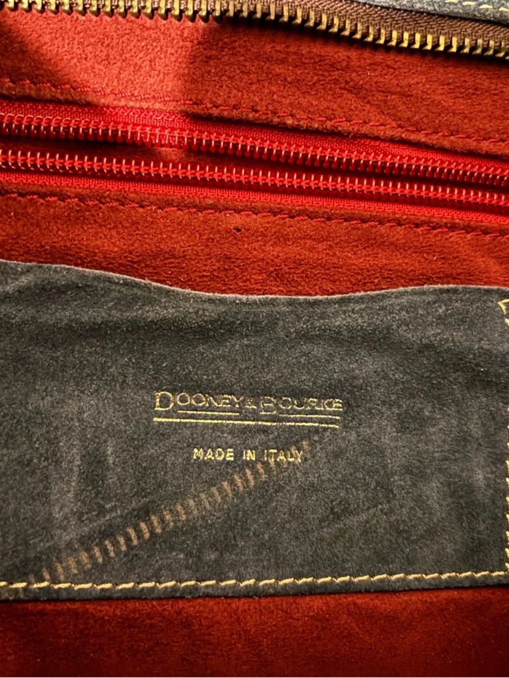 Dooney & Bourke Navy Suede Messenger with Brown Leather Trim